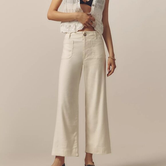 Anthropologie The Colette Linen Blend Crop Wide-Leg Pants by Maeve. Sz 31 - Picture 3 of 8